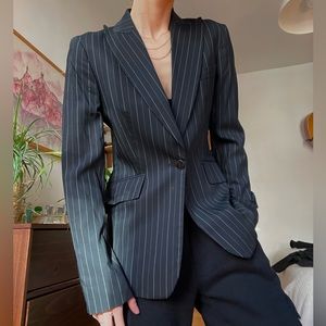 Vintage wool black and white pinstripe blazer